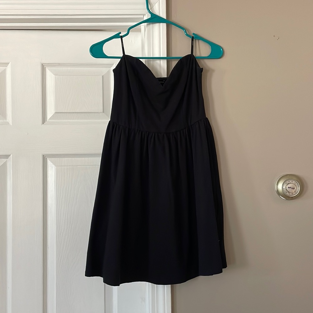 Strapless black skater dress